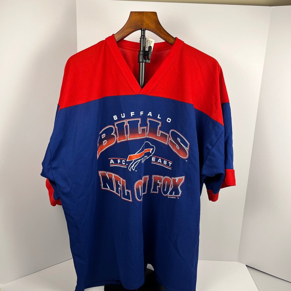 Vintage 1996 Buffalo Bills NFL on Fox Jersey Shirt XL Red Blue Colorblock USA